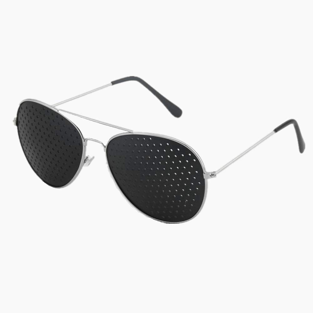 Digital Shoppy Anti-myopia Pinhole Glasses Eye Exercise Eyesight Improve Natural Healing Vision Care Eyeglass (Silver Frame)-image-40