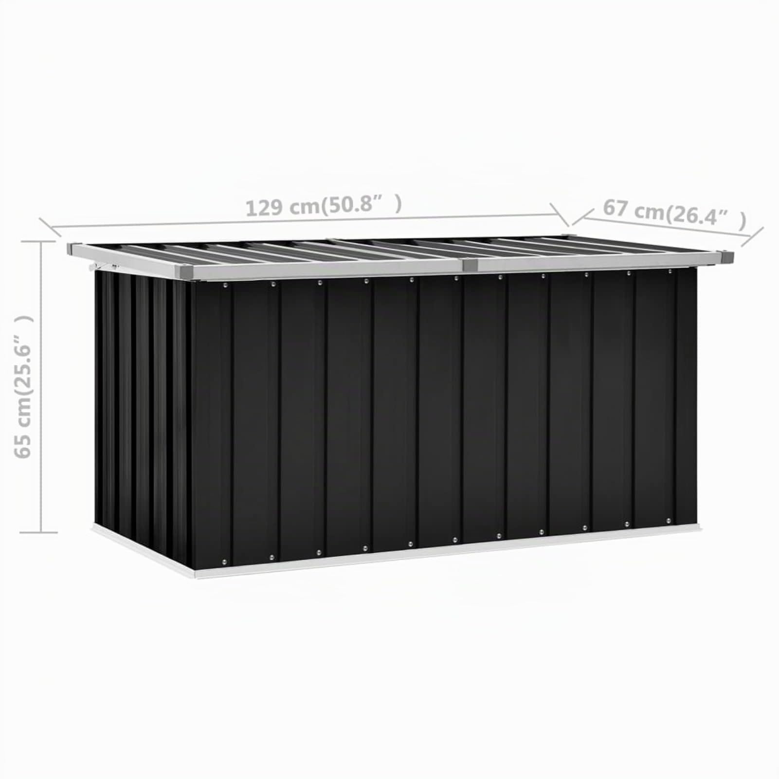 IKAYAA Gartenbox aus Metall Groß Garten Auflagenbox XXL Garten Aufbewahrungsbox Gartenbox Kissenbox Gerätebox Gartentruhe für Gartengeräten Poolzubehör Spielzeug 129 x 67 x 65 cm Anthrazit