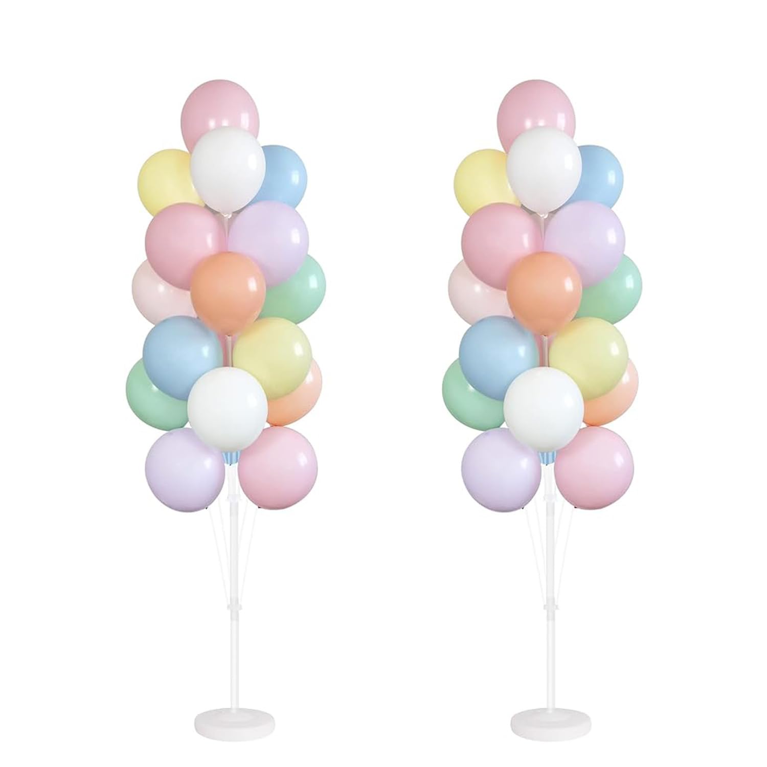 Leesoot 2 Sets 74inch Macarons Floor Balloon Column Kit Stand with Balloon Backdrop Decoration for Graduation Wedding Birthday Baby Shower Gender