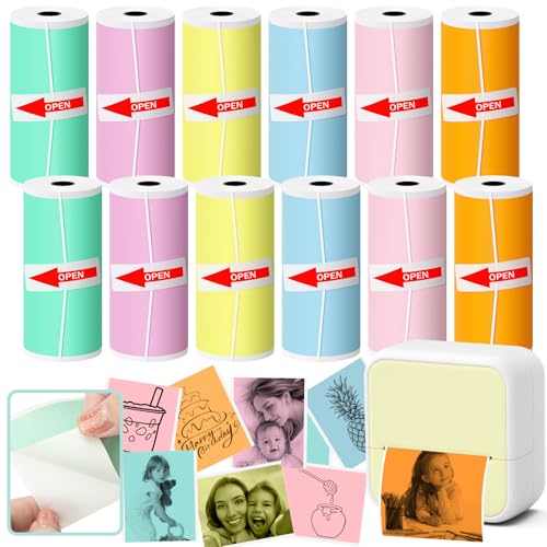 Mini Thermal Sticker Printer Paper (12 Rolls)
