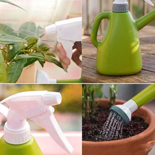 Image of Go Hooked 2in1 Plant Watering Can with Spray Bottle & Shower Head 1 Litre | Multi-Purpose Garden Water Sprayer for Indoor Plants, Balcony Garden & Nursery | Plastic Watering Pot with Handle (Green)