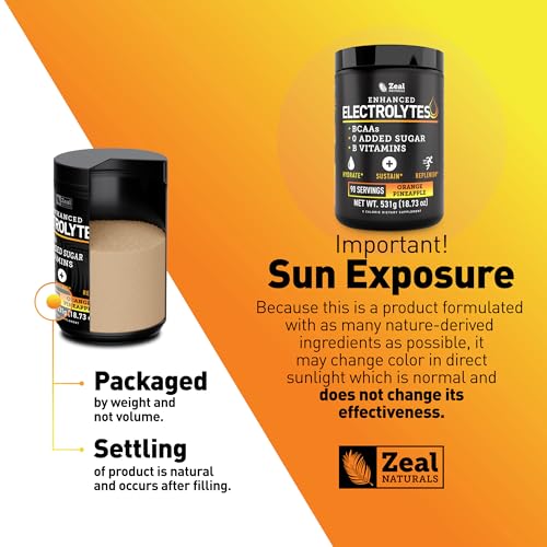 Image of Zeal Electrolyte Powder - 90 Servings | Keto Electrolytes Powder | Zero Sugar, BCAAs, B-Vitamins | Potassium, Zinc, Magnesium | Hydration Powder Recovery Drink | Orange Pineapple