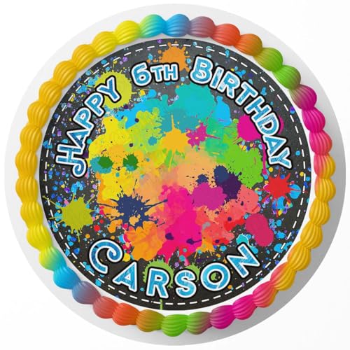 7.5 Inch Edible Cake Topper – Splash Paint Art Brush
