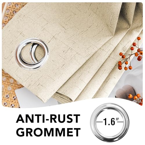 Image of H.VERSAILTEX Linen Blackout Curtains Durable Thick Textured Linen Look 100% Blackout Patio Door Curtain Anti Rust Grommet Extra Wide Sliding Door Curtain Panel, Bleached Sand, W100 x L84 inch