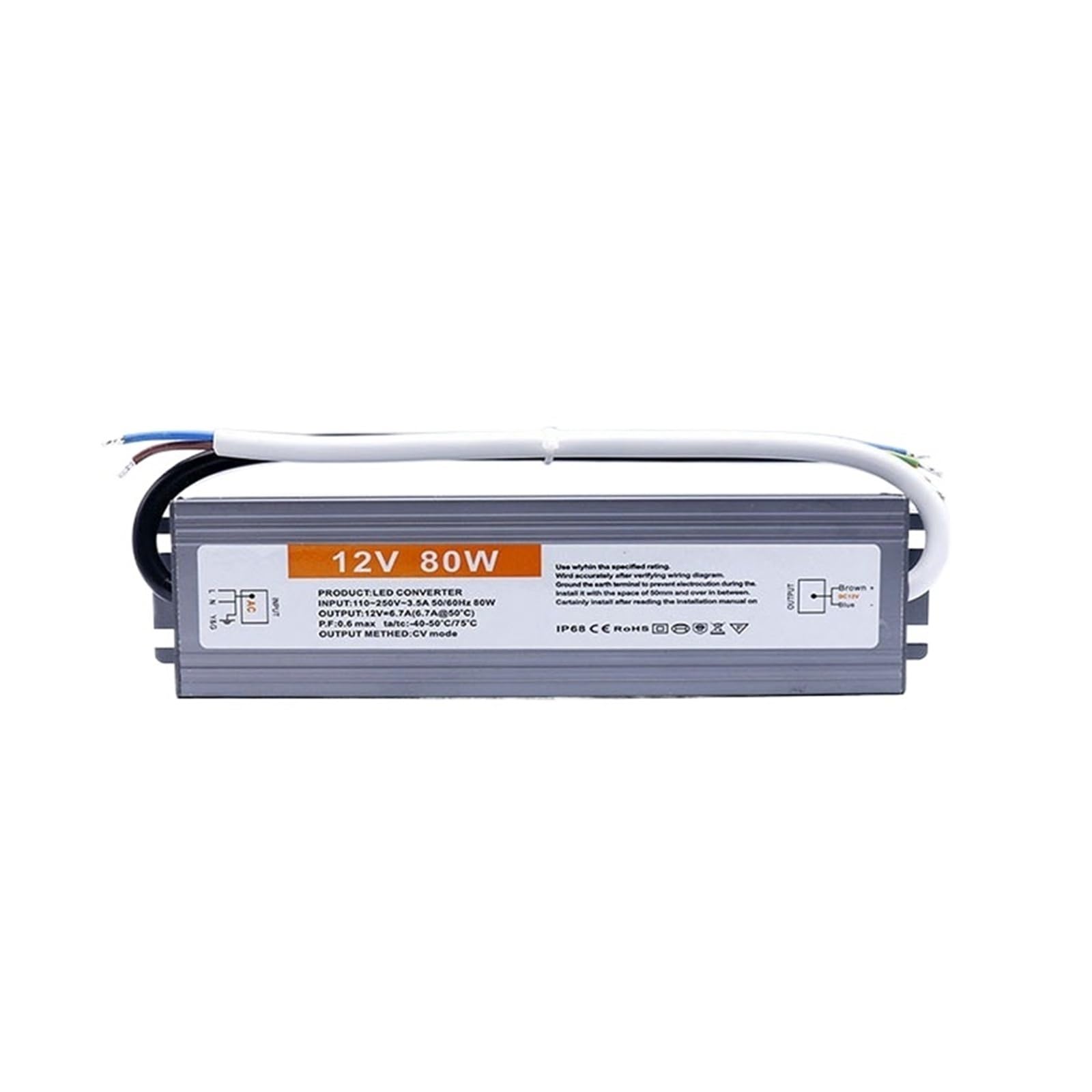 NVSFZGIYG 60W 80W 100W 150W 110V 220V to 12V LED Waterproof Ultra-Thin Driver Power Transformer(12V 80W)