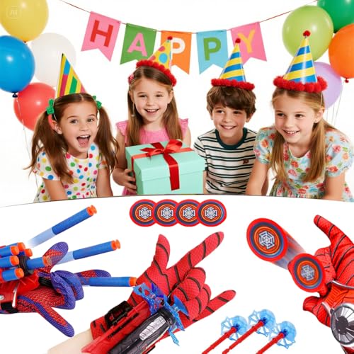 Image of 3 Sets Spider Web Shooters, Spider Web Plastic Launcher Glove with Wrist Toy Set, Superhero Toys, Safe Outdoor Action Toys All Saints'Day Christmas Birthday Party for Boys and Girls (3 Sets)