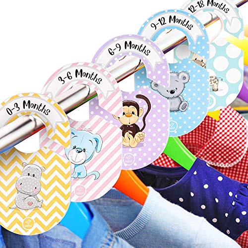 chuckle 20 Separadores para Armario de Bebé, Organizadores Divisores de Guardarropas, Perchas para Armario| Duradero y Practico| Organizar la Ropa por Edad, Talla y Tipo| Regalo de Bebé Ducha Ideal