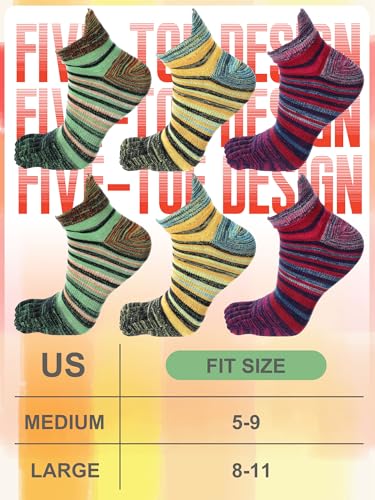 Image of Fourluoo 3 /6 Pairs Women Toe Socks Cotton Breathable Ankle Five Toe Socks for Men Women Athletic Running