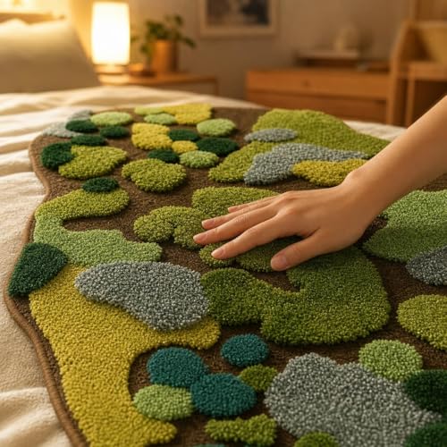 Tapis enfant moelleux polyester antidérapant lavable en machine vert - 5
