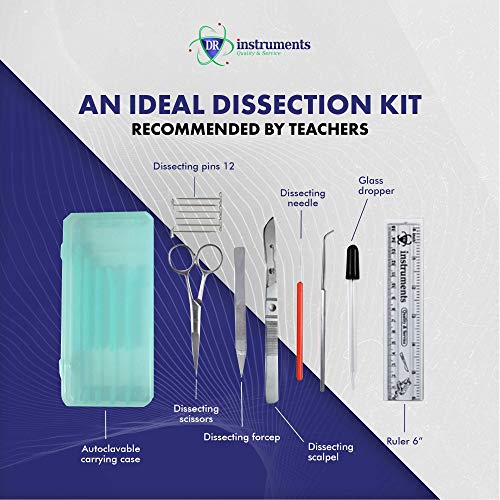 Dr Instruments 61936Pct Precision Dissection Kit - 25-Piece Biology Kit - 8 Stainless Steel Instruments - Extra Blades & T-Pins - Biology Students & Faculty - Autoclavable Case In Assorted Colors #TOP7