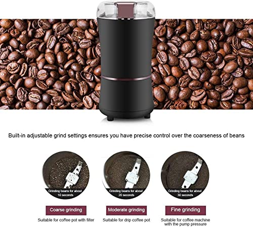 ywewsq Molinillo de café eléctrico, Molinillo de Cuchillas, máquina de molienda de Polvo de Acero Inoxidable para nueces… - Imagen 3