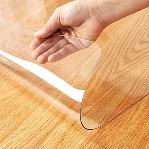 WingCanto 38X38 Inch 1.5mm Thick Clear Vinyl Table Protector Plastic Tablecloth Furniture Covers Clear Countertop Protector Soft Glass Table Cover Mat PVC Tabletop Protection Pad Easy Clean Floor Pad
