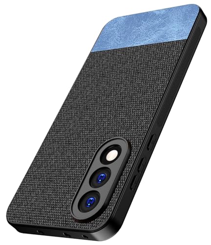 Image of Kapa Soft Fabric & Leather Hybrid Protective Back Cover for OnePlus Nord 5 | Shockproof Slim Hard Anti Slip Back Case (Black,Blue)