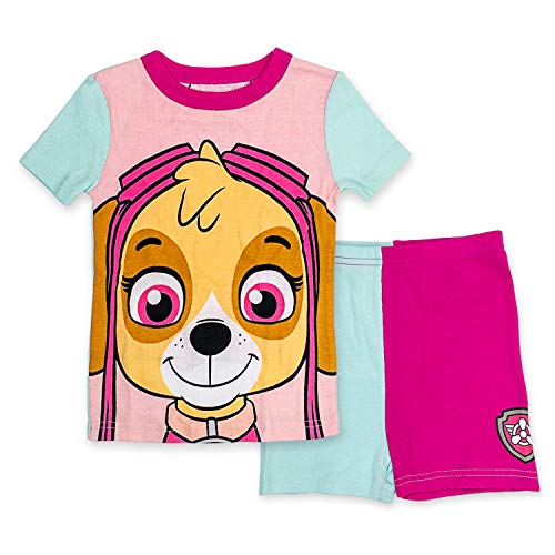 Paw Patrol Girl's Pajama Set, Short Sleeve Shirt with Cape,Short Bottoms,2 Piece PJ Set,100% Cotton,Toddler Size 2T to 5T