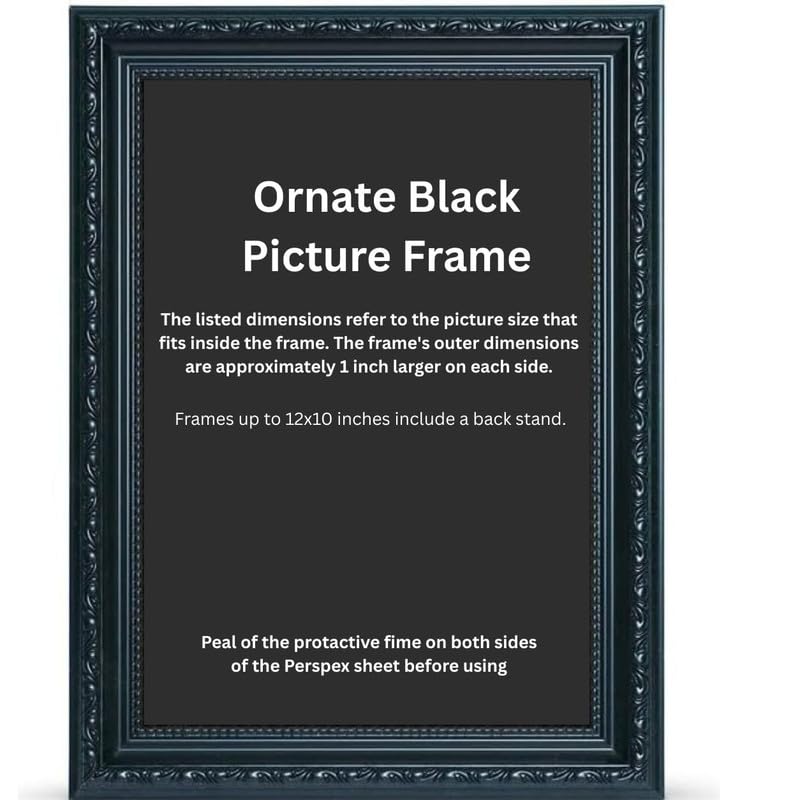 Ornate black picture frame for 24x16 inch Picture | Photo frame for wall hanging | Perfect for Posters, Artwork and Jigsaw Puzzles.