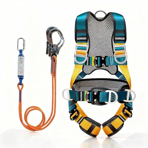 Magicbox Absturzsicherung Sicherheitsgurt mit Verdickte Lendenwirbelstütze für Längere Arbeiten auf Dächern, Elektrische Wartungsarbeiten, Lagerregale und Baustelle EN358 / 361/1497/813