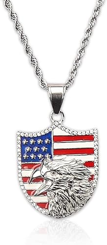 Collares patrióticos del 4 de julio, collar con colgante de águila con bandera estadounidense para mujer, novia, Día de la Independencia, regalos de