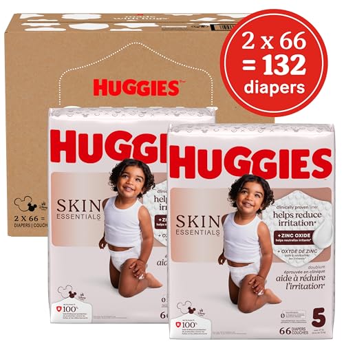 Image of Huggies Skin Essentials Diapers Size 5, 132 Count (2 Packs of 66)