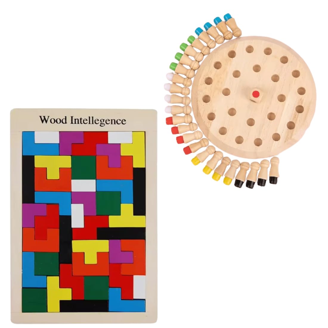 Mara Bommai Wooden Memory Match Stick Chess Game & 40 Pcs Wooden Russian Blocks Puzzles,Colorful Memory Chess Game, Tangram Jigsaw Intelligence Puzzle,Toys for Kids Adults | Brain Teasers Toy (B0D8TXQ98C) Amazon Price History, Amazon Price Tracker