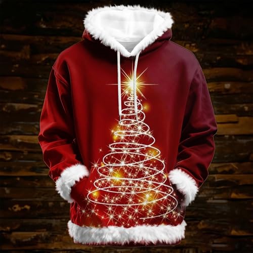 Christmas Tops Women Santa Hooded Velvet Fur Trim Pullover Sweater - image 2