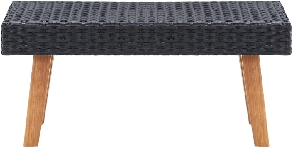 vidaXL Patio Furniture Set 2 Piece, Sectional Sofa for Outdoor Garden, Couch with Cushions, Coffee Table, Scandinavian Style, Poly Rattan Black