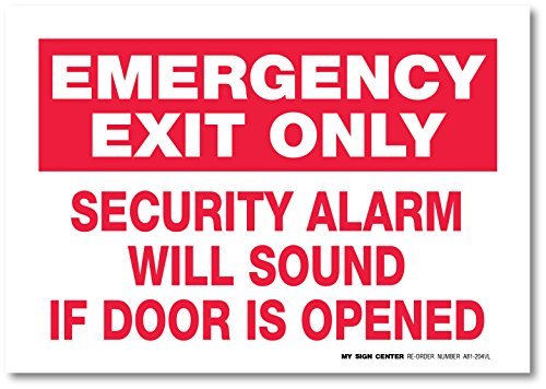 My Sign Center(2 Pack) Emergency Exit Only Alarm Will sound Premium 4 Mil Self Adhesive Vinyl Decal, Indoor and Outdoor Use, 7" x 10" , A81-204-3VL