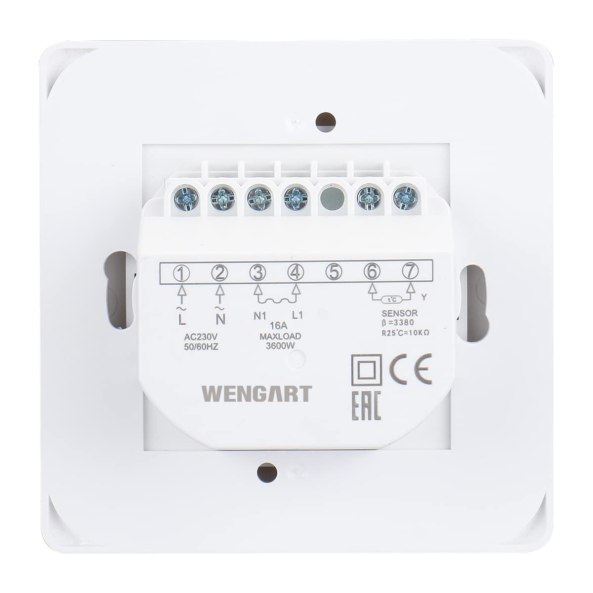 Wengart Thermostat mécanique WG01, AC 230 V 16 A pour appareils de Chauffage électrique avec sonde de capteur de Sol, Blanc