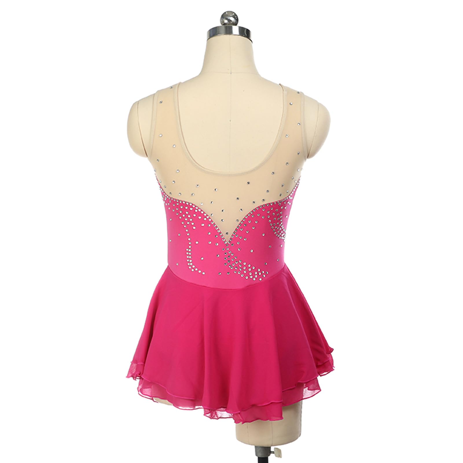 Maillot Patinaje Artístico Niña Vestido Brillante De Danza Ballet Maillot con Falda De Gimnasia Ritmica Disfraz Bailarina Niña,Light Blue,3XS