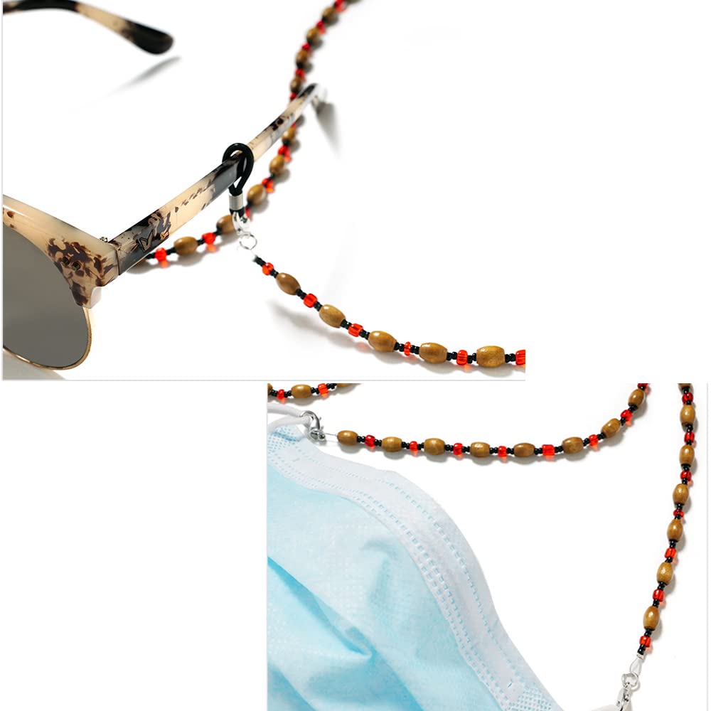 Brillenkordel, Brillenband, Lesebrillenband, Brillen-Haltekette, Vintage-Holzperlen, für Damen und Herren