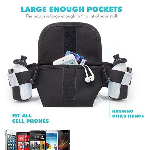 Raytix Hydration Running Beltrunning Water Bottle Adjustable Buckle Fits All Waists Fits iPhone Plus - with 2 BPA Free Water Bottles