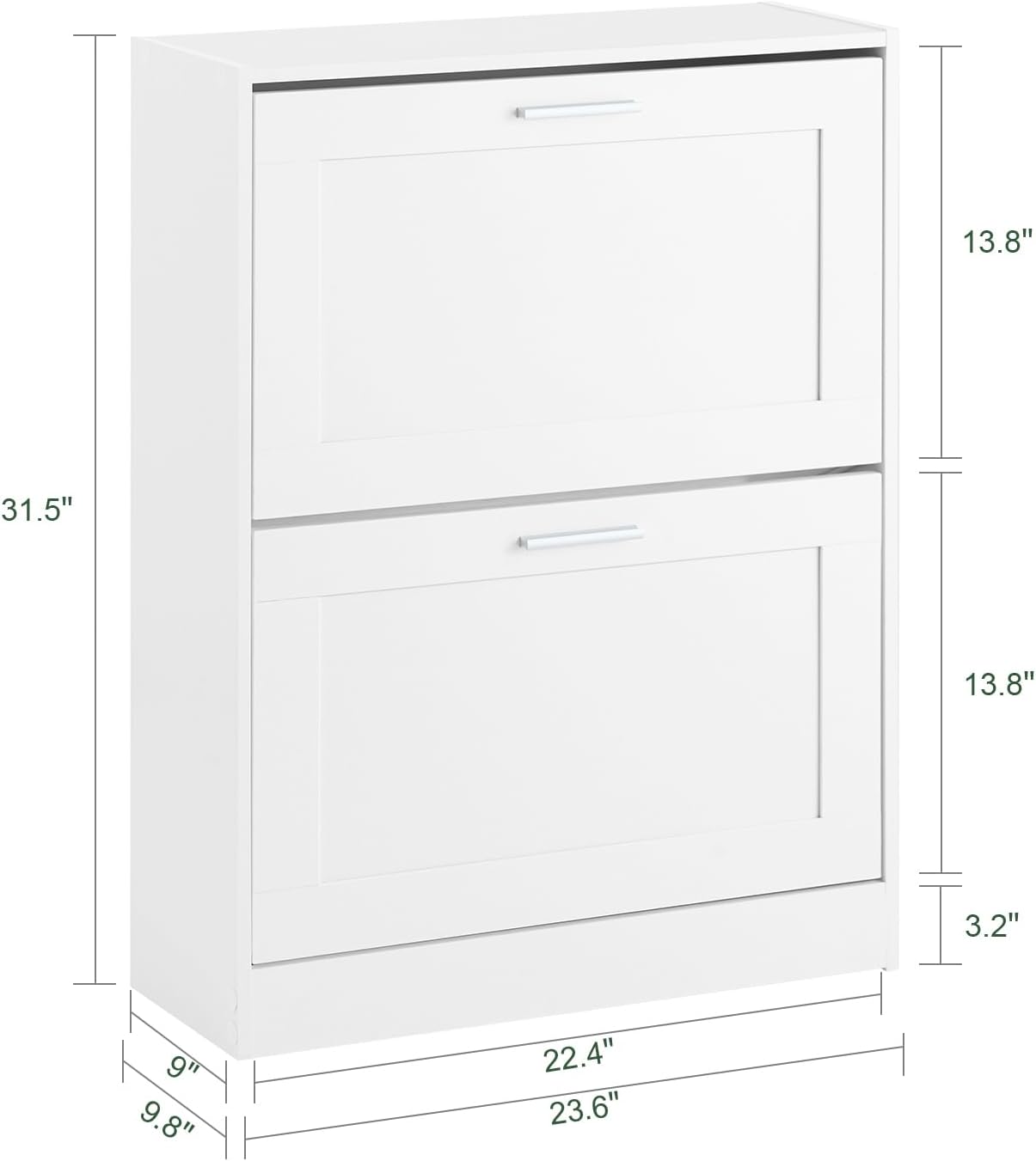 Hestiamo Shoe Cabinet for Entryway, 2-Tier Flip Drawer Shoe Storage Cabinet with Dividers, Shoe Organizer for Small Spaces, Narrow Shoe Rack, Slim Shoe Rack Freestanding, White, HUS-FSR137