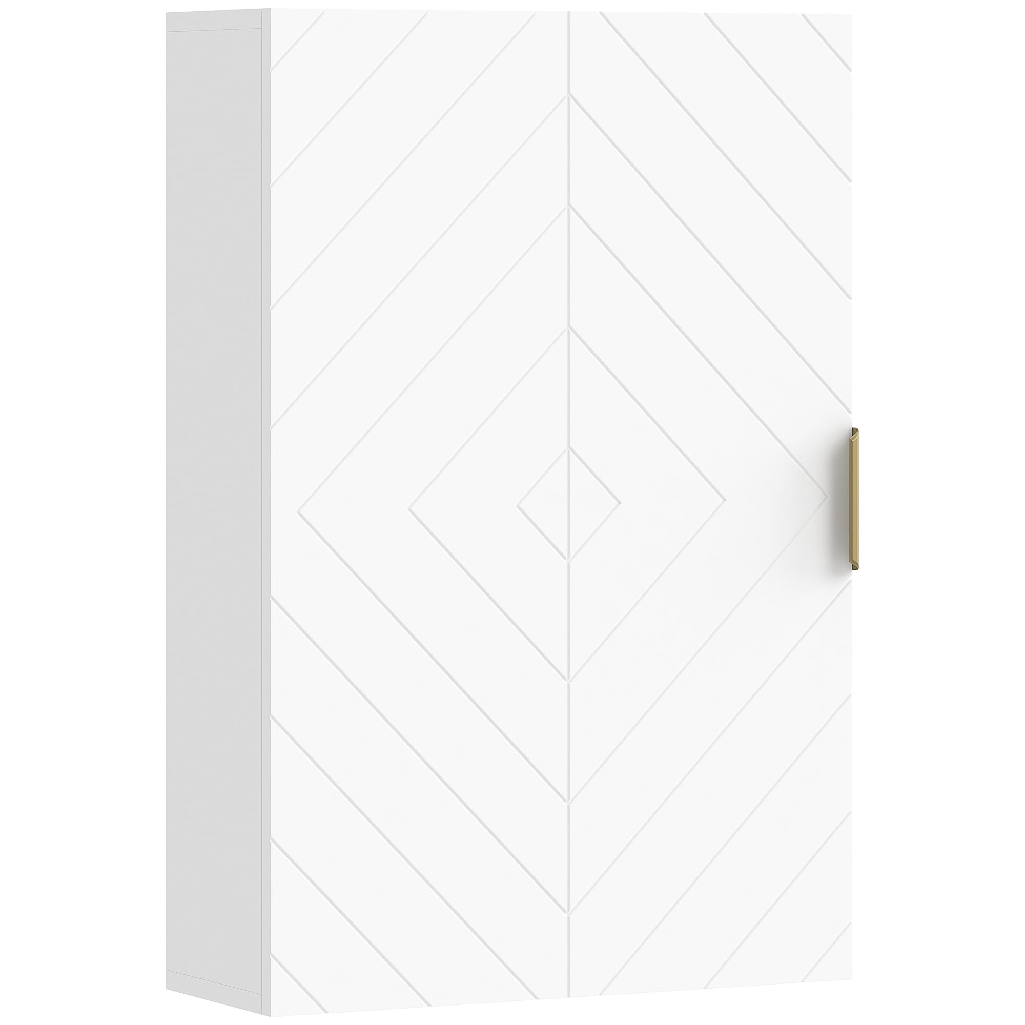 kleankin Armario para Baño de Pared Moderno Mueble para Baño Suspendido con 1 Asa de Acero y Estantes Ajustables para Cocina 40x15x60 cm Blanco