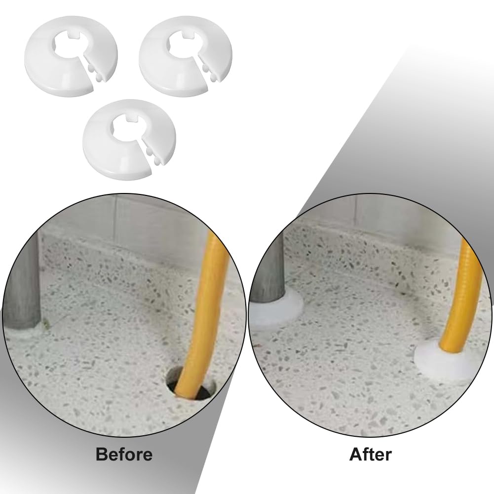 12 Pezzi Rosette per Termosifoni, Copritubo Termosifone, Copri Termosifone, Copri Tubi Termosifoni, Pipe Collar, per Tubo di Riscaldamento Bianco Plastica, per Diametro Tubo da Parete