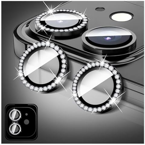 LucBuy Diamond Camera Lens Protector for iPhone 13/iPhone 13 Mini, Sparkling Camera Lens Cover Film Stickers, Tempered Glass Screen Cover, Individual Auto-Align Metal Rings Phone Decorations Cover