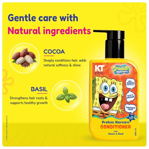 Image of Protein Detangle Conditioner | Pediatrician Approved | Cocoa Butter & Basil | Non-Greasy Frizz Control for Kids | 200 ml