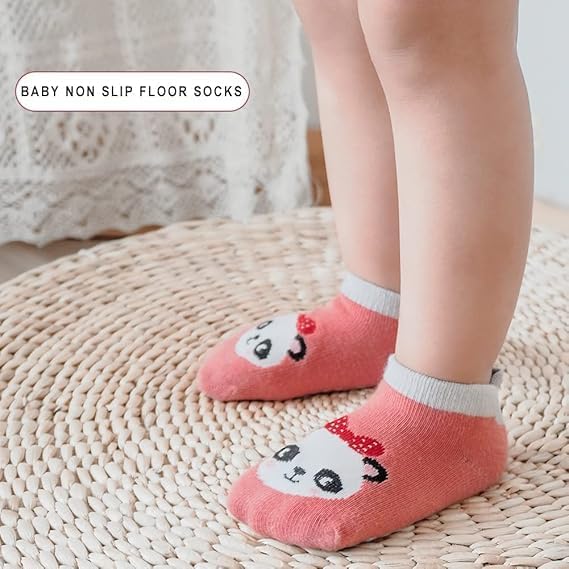 ZINLEY Baby Anti-Slip Cartoon Socks for Boys & Girls | Soft Cotton Non-Skid Socks with Grips for Infants & Toddlers | Breathable, Stretchable, Cute Animal Printed Baby Footwear (Tom And Jerry Socks) 3