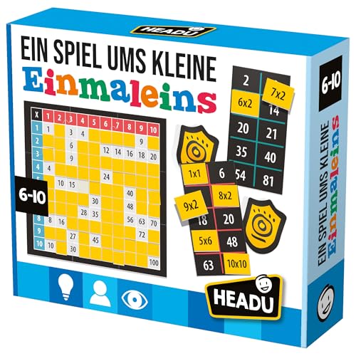 Headu „EIN Spiel ums kleine Einmaleins – Wer rechnet am schnellsten?“ 1x1 Lernen für Kinder im Alter von 6-10 Jahren, Kartenspiel Einmaleins Lernspiel für die ganze Familie für 2-10 Spieler (DE58998)