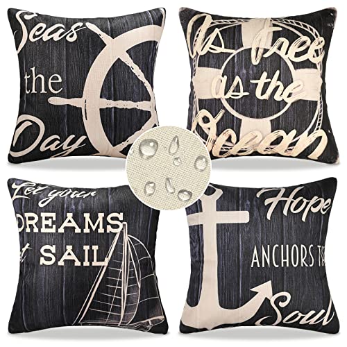 4er Set Wasserdichter Kissenbezüge Außenbereich Leinen Dekorative...