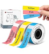 Phomemo D30 Q30S Étiquettes, 14 × 50 mm Couleur (Jaune/Rose/Bleu) Étiquettes Autocollantes pour I...