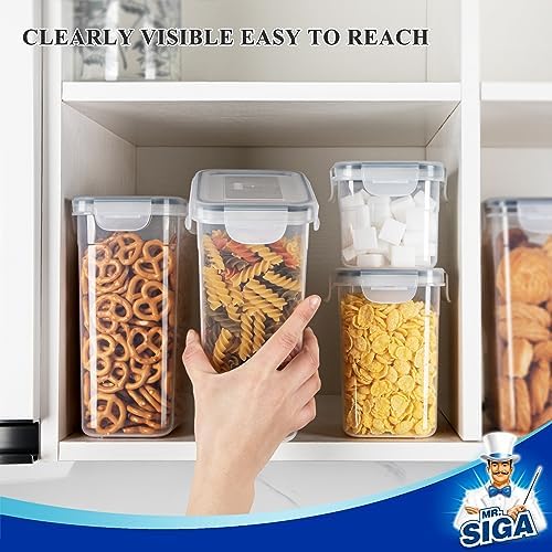 MR.SIGA 12 Pack Airtight Food Storage Container Set, BPA Free Kitchen Pantry Organization, Kitchen Canisters for Cereal, Spaghetti, includes 16 Reusable Sticker Labels - Thumbnail 4