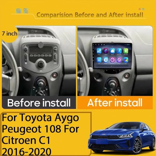 Pantalla táctil 2 DIN de 4 núcleos y 64GB con Bluetooth para Citroen C1 2