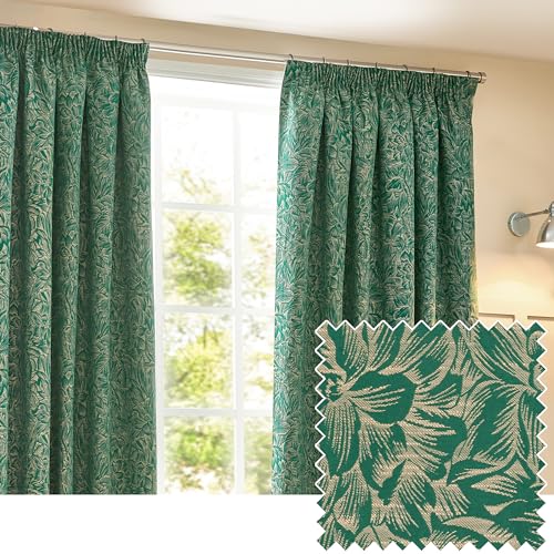 Wylder Nature Grantley Jacquard Pencil Pleat Curtains, 168cm x 183cm