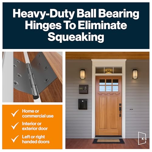KS Hardware Stainless Steel Ball Bearing Non-Removable Pin (NRP) Door Hinges | Heavy Duty Interior & Exterior Door Hardware for Left & Right Doors | 4" X 4" with 5/8" Radius Corners | 3 Pack by KS Hardware - Image 3