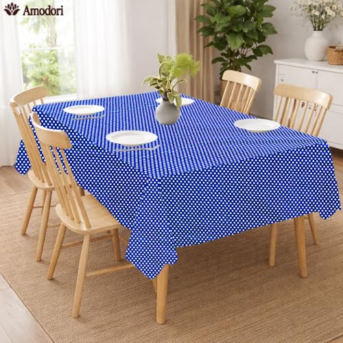 Image of Waterproof Dining Table Cover | PVC Table Protector | Dustproof Spill Proof Cover for Home & Kitchen (polka-13, 40x60 Inches (4 Seater))