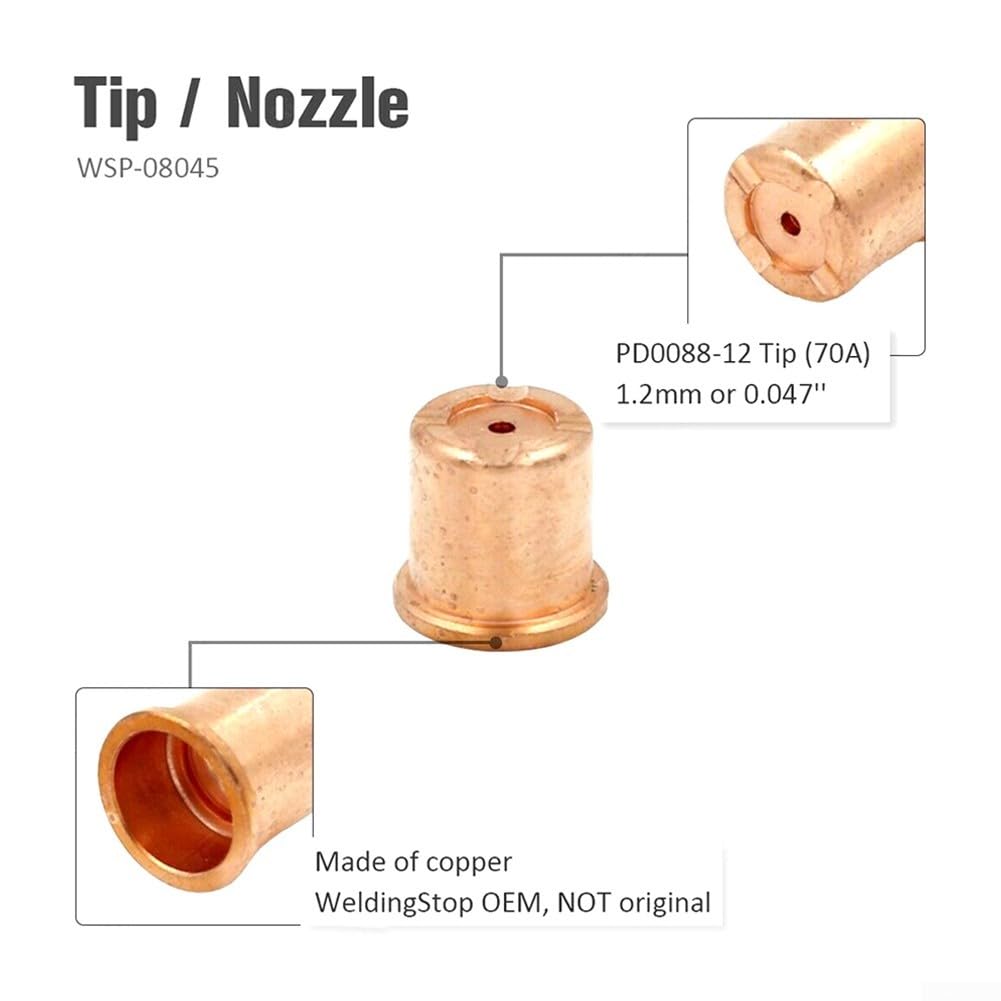 Plasmabrenner Verbrauchsmaterial Set für Eastwood für Versa 60a Cb70, 48 Stück Elektrodüsenschild Swirl Ring Federführung Ersatzteile