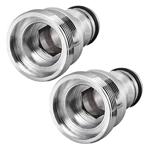 sourcing map Tuyau Rapide Connexion Plaqué Nickel Eau Tuyau Raccord Connecteurs M28 Mâle Fileté Adaptateur 2Pcs