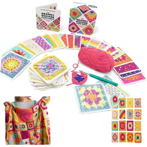 YEHOOM The Granny Square Card Deck - 50 Mix & Match Designs, Crochet Kit for Beginners,Crochet Granny Squares Book, Crochet Kit for Beginners?The Granny Square Card Deck (Multicolor)