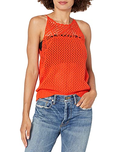 BCBGeneration Top de ganchillo de cuello alto para mujer, Chili Pepper, X-Small