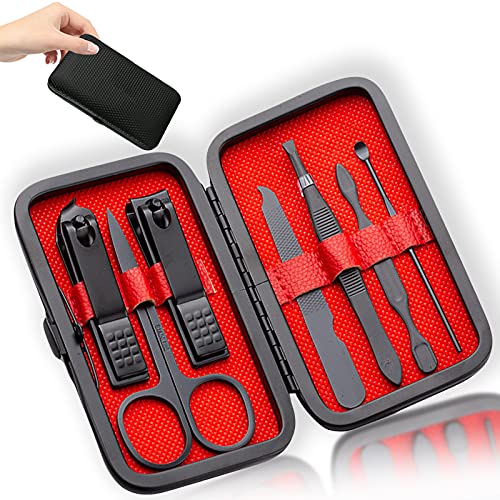 Professional Manicure Stainless Steel Set, 7 pcs Portable Nail Clippers Set, Pedicure Set, Eyebrow Grooming Kit, Nail Care Tools with Luxurious Leather Case