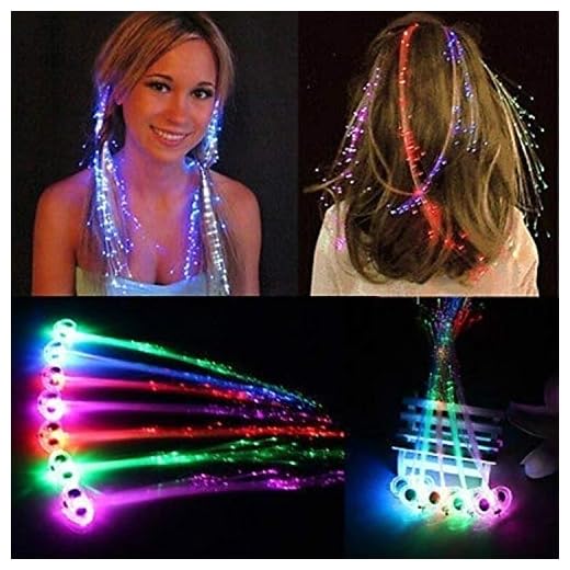 30 Pack LED Lights Hair Light-Up Fiber Optic LED Hair Barrettes Extensions Light Flashing Fiber Optic Hair Braid Barrettes Hair Clips for Party Favors Festival Party Bar Concert